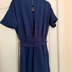 Stylish Blue Short Sleeve Romper (mid thigh)